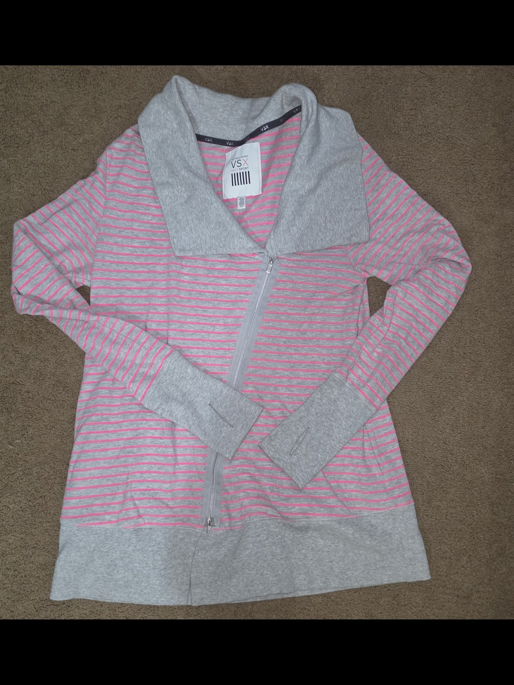 VSX Pink & Gray Striped Zip-Up Jacket